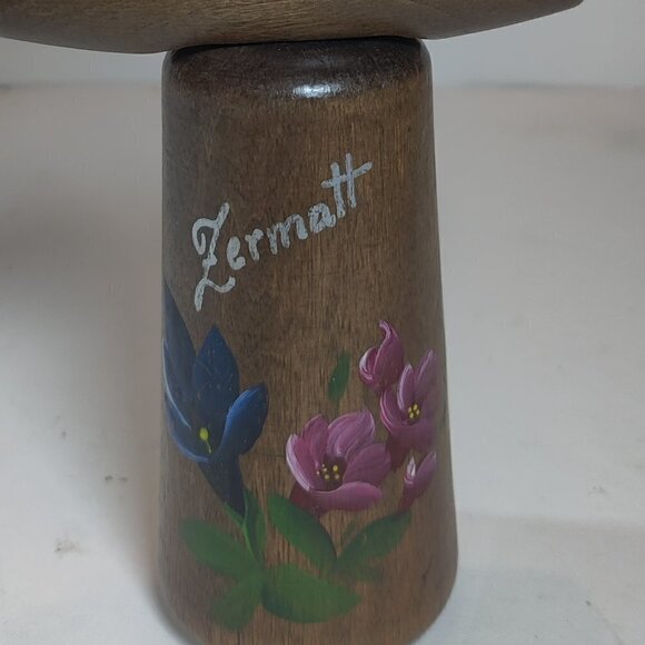 Wine Opener from Switzerland , city of Zermatt with Hand Painted Flowers on wood - Picture 6 of 6
